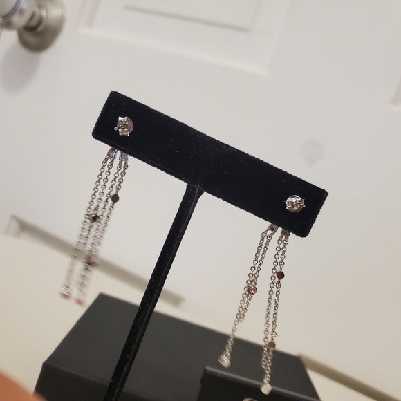 NWT Coach Pave Bow Swarovski Crystal Fringe Bow Earrings - Picture 7 of 9